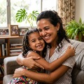 Mãe e filha sorrindo